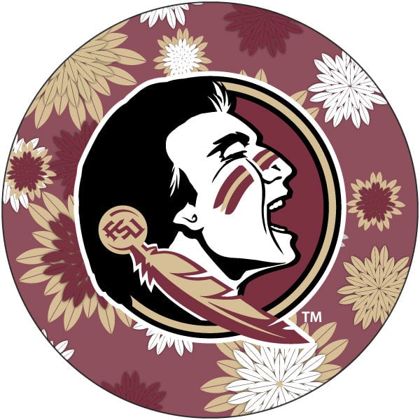 Florida State Seminoles Floral Design 4-Inch Round Shape NCAA High-Definition Magnet - Versatile Metallic Surface Image 1