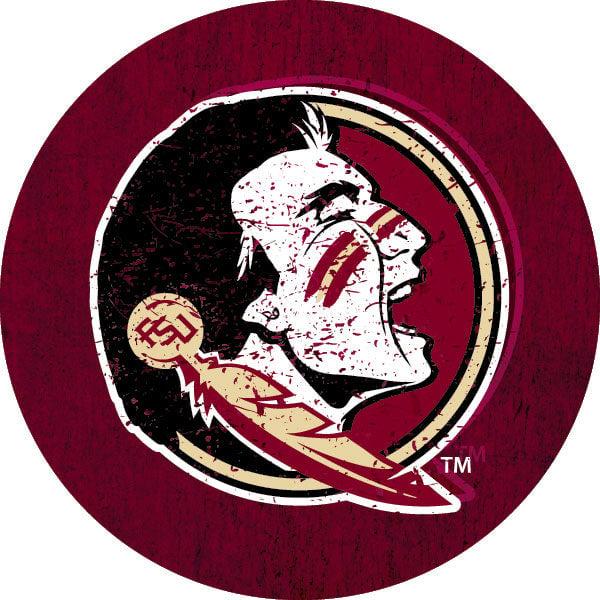 Florida State Seminoles Distressed Wood Grain Design 4-Inch Round Shape NCAA High-Definition Magnet - Versatile Metallic Image 1