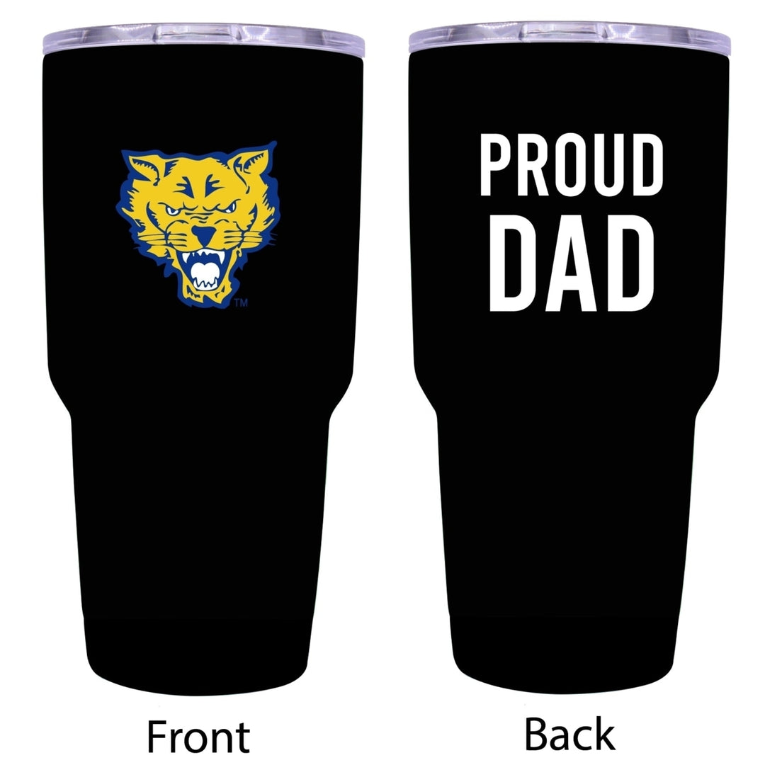 Fort Valley State University Proud Dad 24 oz Insulated Stainless Steel Tumblers Black. Image 1