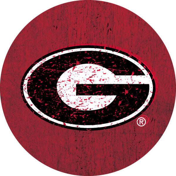 Georgia Bulldogs Distressed Wood Grain Design 4-Inch Round Shape NCAA High-Definition Magnet - Versatile Metallic Image 1