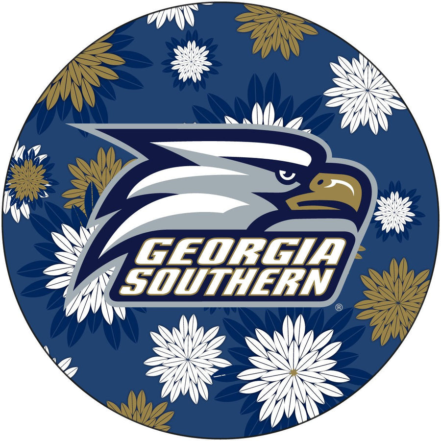 Georgia Southern Eagles Floral Design 4-Inch Round Shape NCAA High-Definition Magnet - Versatile Metallic Surface Image 1