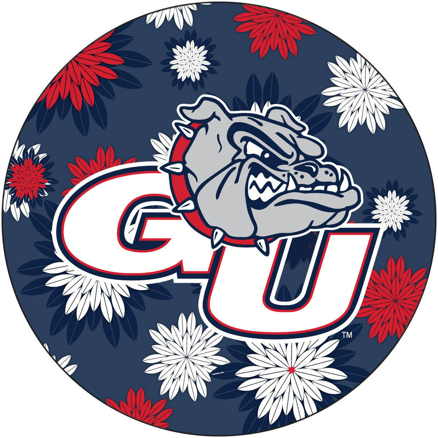 Gonzaga Bulldogs Floral Design 4-Inch Round Shape NCAA High-Definition Magnet - Versatile Metallic Surface Adornment Image 1