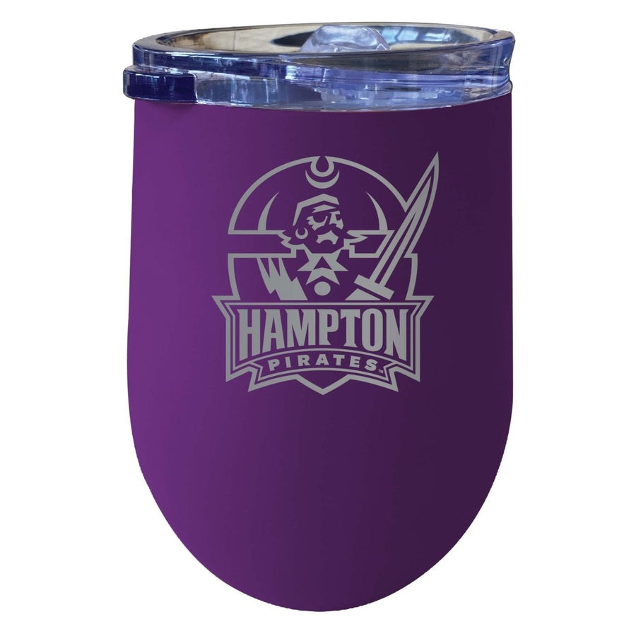 Hampton University 12 oz Etched Insulated Wine Stainless Steel Tumbler Purple Image 1