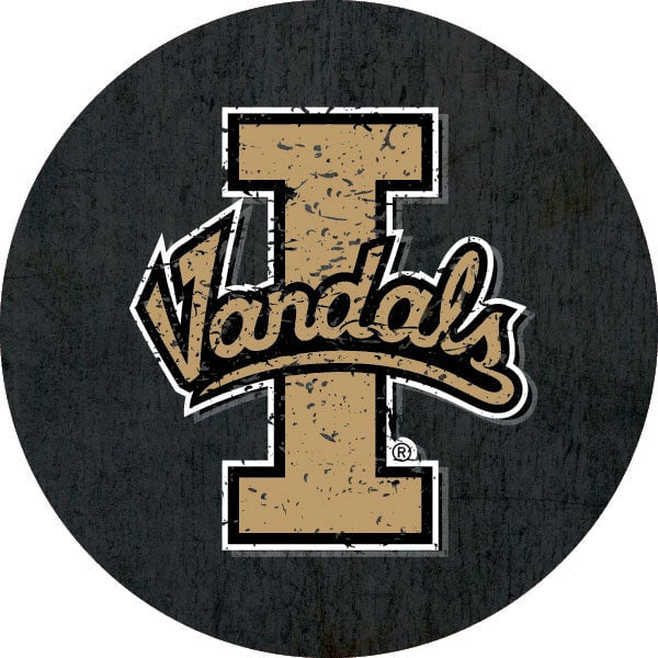 Idaho Vandals Distressed Wood Grain Design 4-Inch Round Shape NCAA High-Definition Magnet - Versatile Metallic Surface Image 1