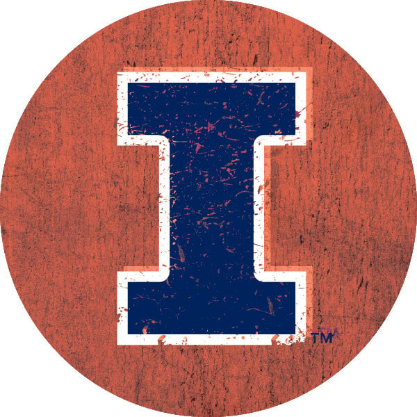 Illinois Fighting Illini Distressed Wood Grain Design 4-Inch Round Shape NCAA High-Definition Magnet - Versatile Image 1