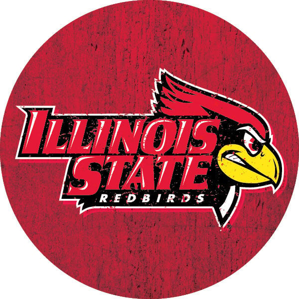 Illinois State Redbirds Distressed Wood Grain Design 4-Inch Round Shape NCAA High-Definition Magnet - Versatile Metallic Image 1