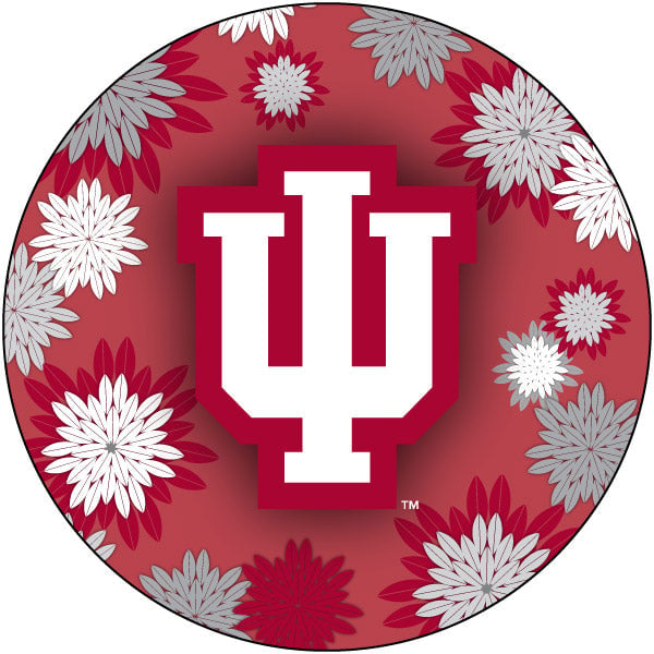 Indiana Hoosiers Floral Design 4-Inch Round Shape NCAA High-Definition Magnet - Versatile Metallic Surface Adornment Image 1