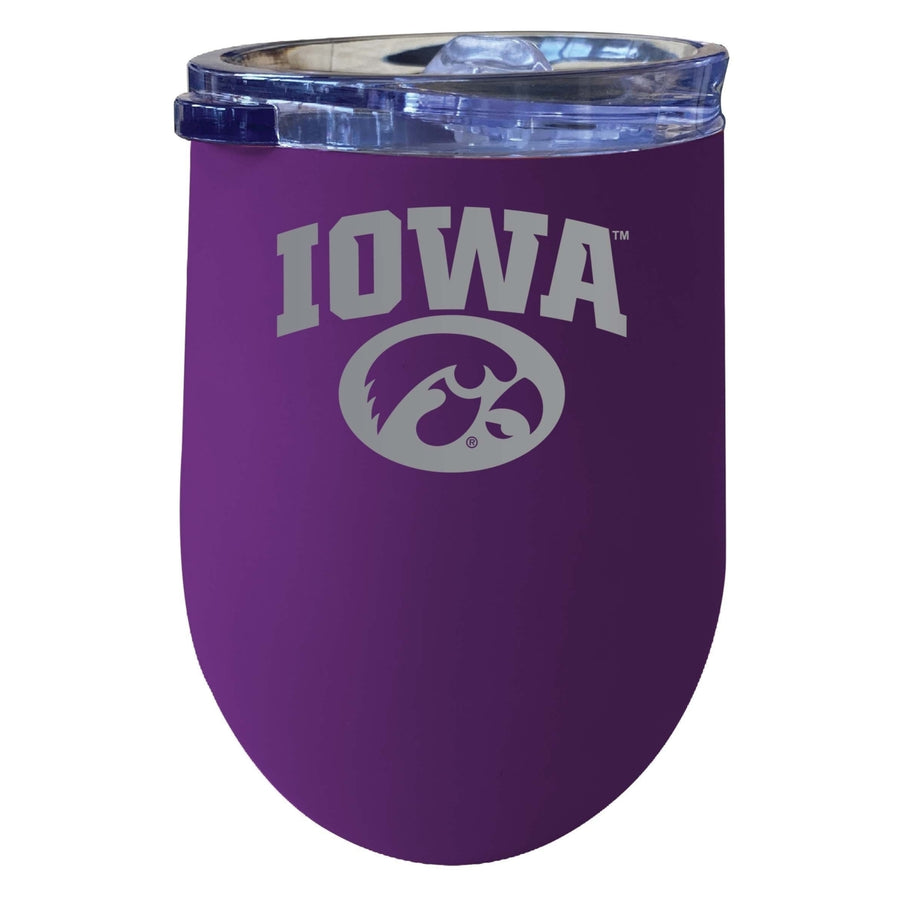 Iowa Hawkeyes 12 oz Etched Insulated Wine Stainless Steel Tumbler Purple Image 1