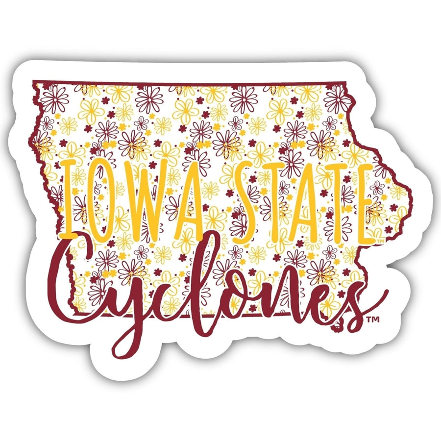 Iowa State Cyclones 2-Inch on one of its sides Floral Design NCAA Floral Love Vinyl Sticker - Blossoming School Spirit Image 1