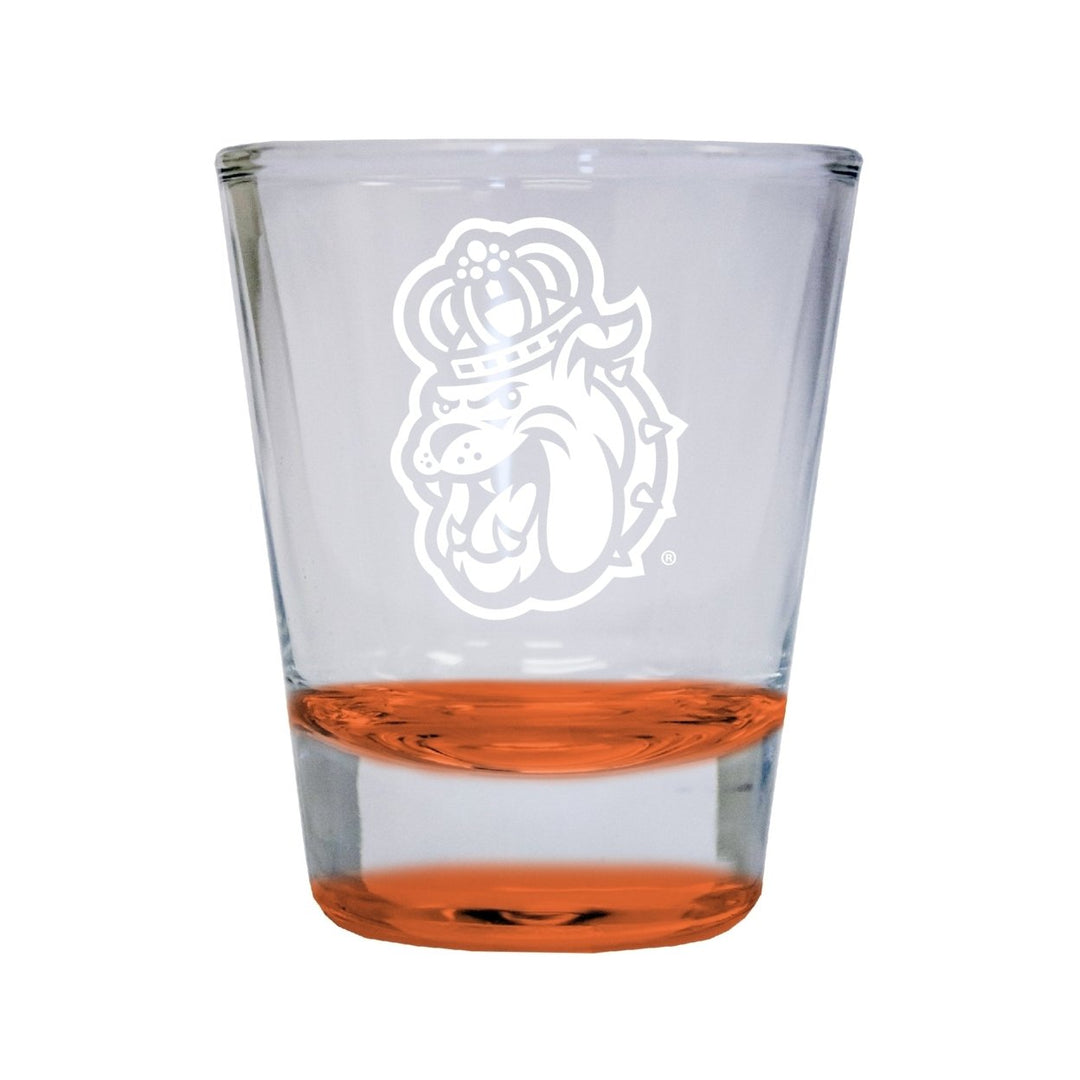 NCAA James Madison Dukes Collectors 2oz Laser-Engraved Spirit Shot Glass Orange Image 1