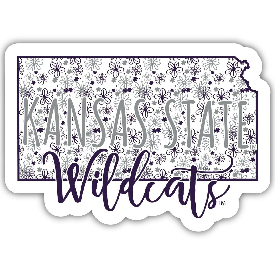 Kansas State Wildcats 2-Inch on one of its sides Floral Design NCAA Floral Love Vinyl Sticker - Blossoming School Spirit Image 1