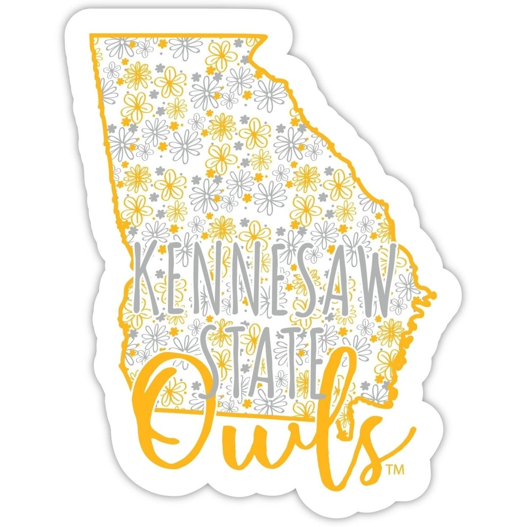 Kennesaw State University 2-Inch on one of its sides Floral Design NCAA Floral Love Vinyl Sticker - Blossoming School Image 1