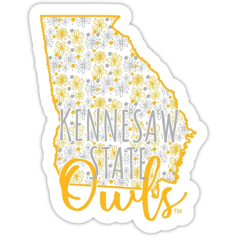 Kennesaw State University 2-Inch on one of its sides Floral Design NCAA Floral Love Vinyl Sticker - Blossoming School Image 1