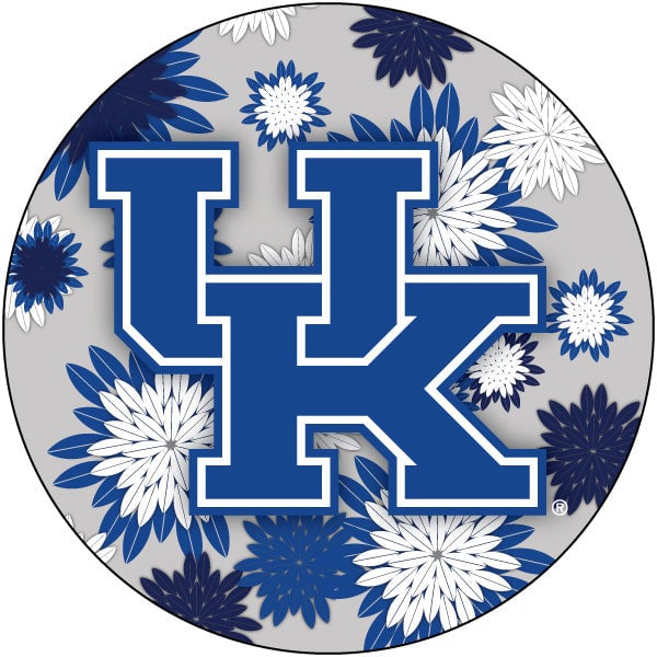 Kentucky Wildcats Floral Design 4-Inch Round Shape NCAA High-Definition Magnet - Versatile Metallic Surface Adornment Image 1