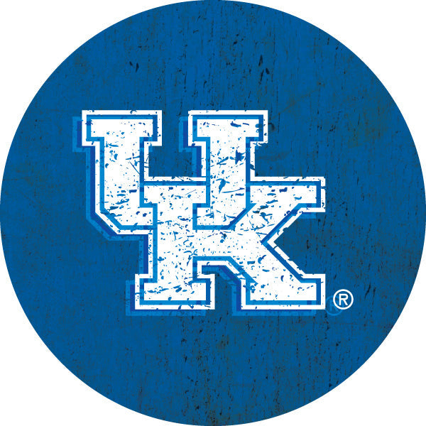 Kentucky Wildcats Distressed Wood Grain Design 4-Inch Round Shape NCAA High-Definition Magnet - Versatile Metallic Image 1