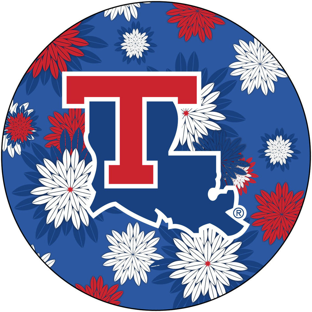 Louisiana Tech Bulldogs Floral Design 4-Inch Round Shape NCAA High-Definition Magnet - Versatile Metallic Surface Image 1