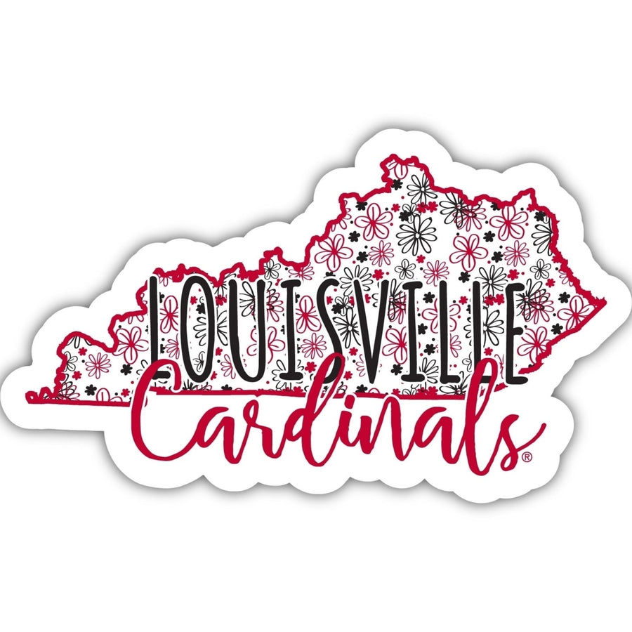 Louisville Cardinals Floral State Die Cut Decal 2-Inch Image 1