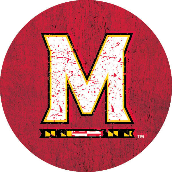 Maryland Terrapins Distressed Wood Grain Design 4-Inch Round Shape NCAA High-Definition Magnet - Versatile Metallic Image 1