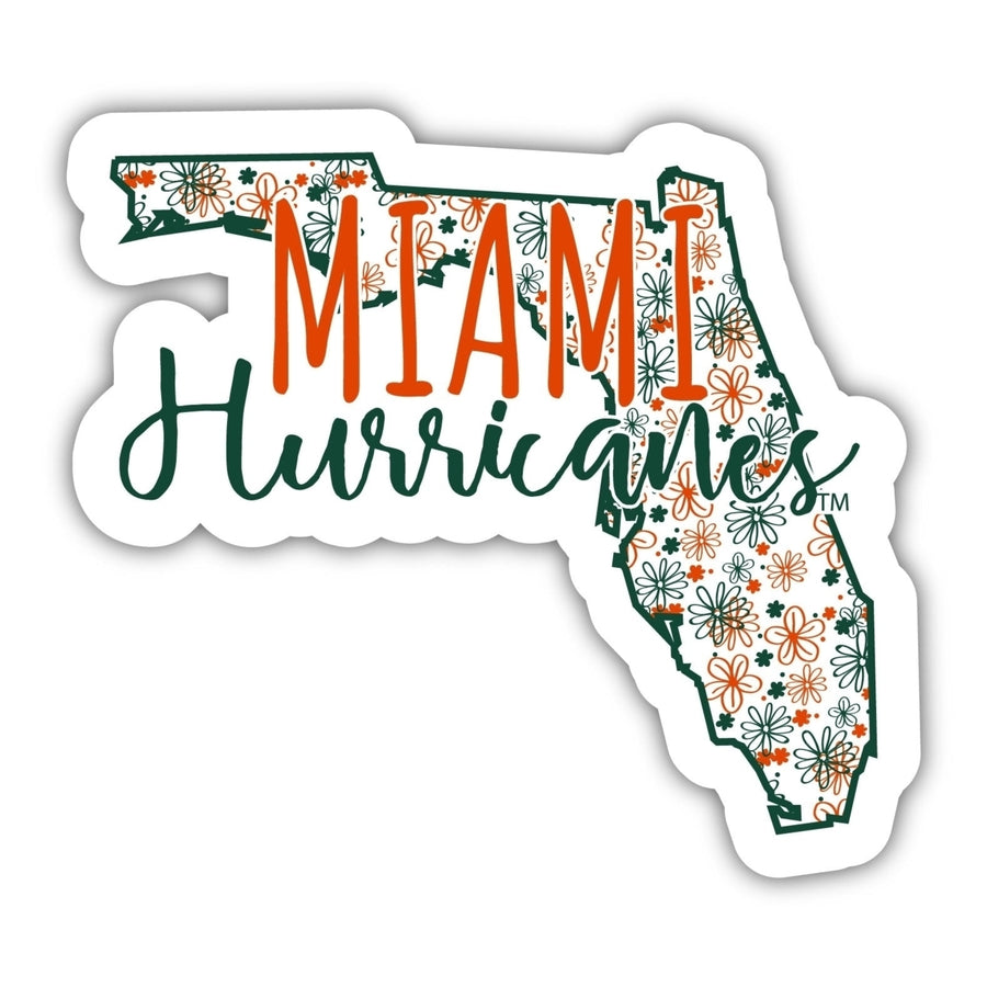 Miami Hurricanes Floral State Die Cut Decal 2-Inch Image 1