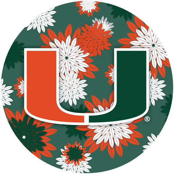 Miami Hurricanes 4 Inch Round Floral Magnet Image 1