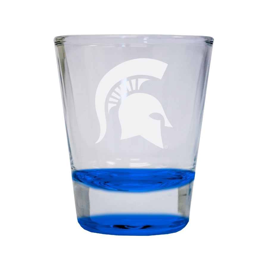 NCAA Michigan State Spartans Collectors 2oz Laser-Engraved Spirit Shot Glass Blue Image 1