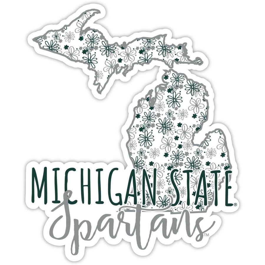 Michigan State Spartans 2-Inch on one of its sides Floral Design NCAA Floral Love Vinyl Sticker - Blossoming School Image 1