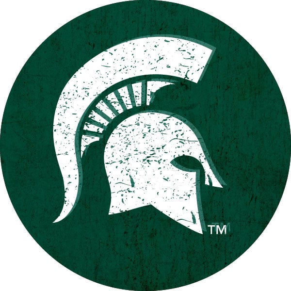 Michigan State Spartans Distressed Wood Grain Design 4-Inch Round Shape NCAA High-Definition Magnet - Versatile Metallic Image 1