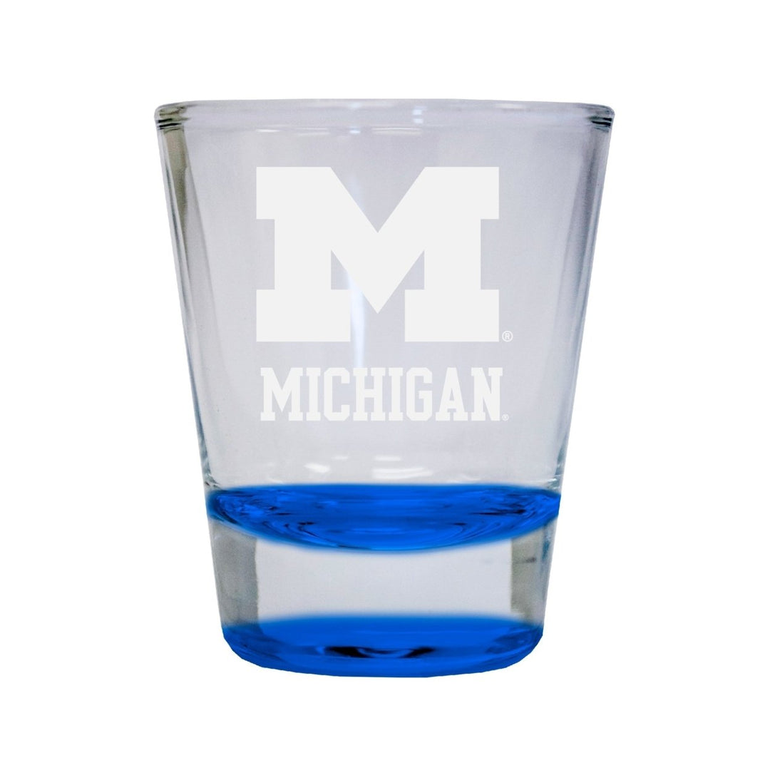 NCAA Michigan Wolverines Collectors 2oz Laser-Engraved Spirit Shot Glass Blue Image 1