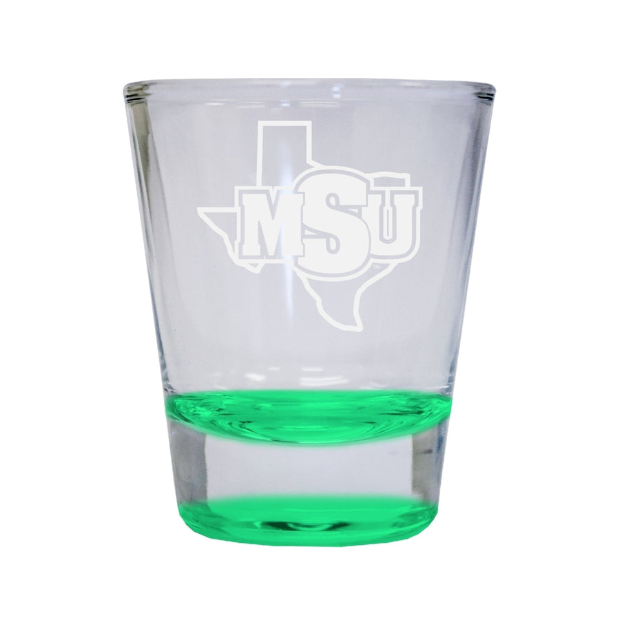 NCAA Midwestern State University Mustangs Collectors 2oz Laser-Engraved Spirit Shot Glass Green Image 1