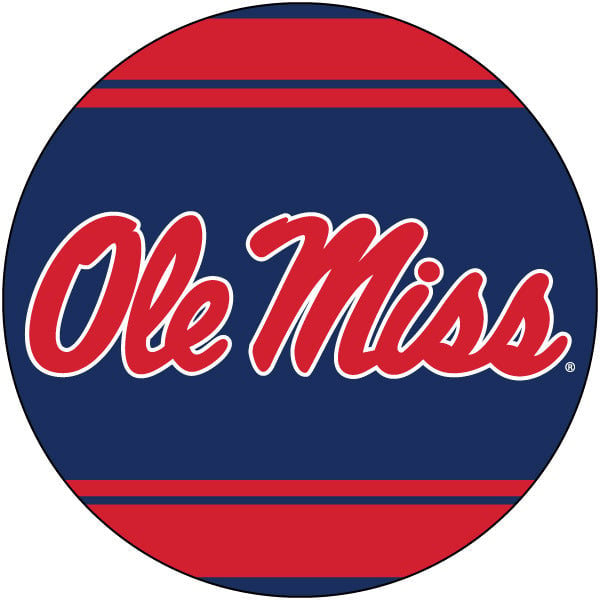 Mississippi Rebels "Ole Miss" Polka Dot 4-Inch Round Shape NCAA High-Definition Magnet - Versatile Metallic Surface Image 1