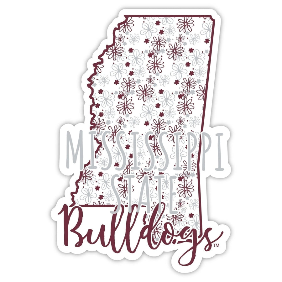 Mississippi State Bulldogs 2-Inch on one of its sides Floral Design NCAA Floral Love Vinyl Sticker - Blossoming School Image 1