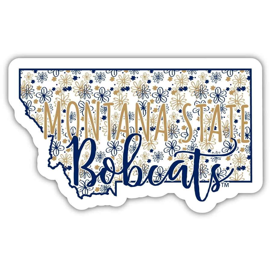 Montana State Bobcats 2-Inch on one of its sides Floral Design NCAA Floral Love Vinyl Sticker - Blossoming School Spirit Image 1