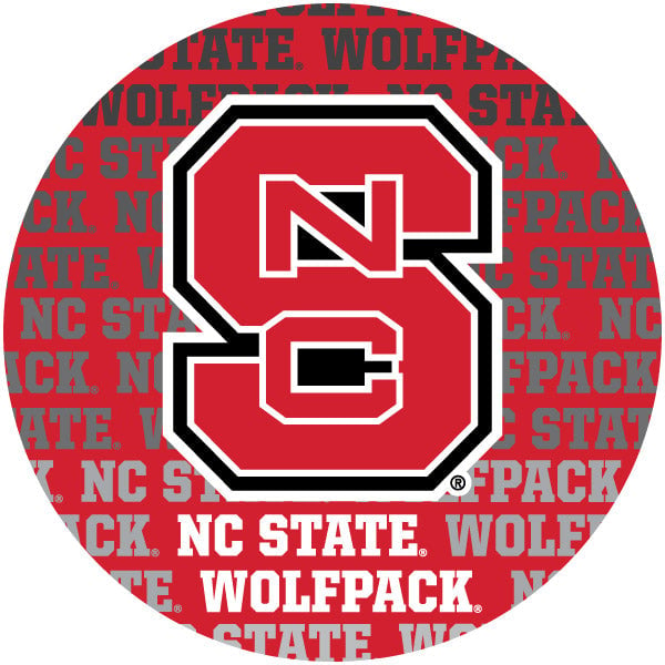 NC State Wolfpack Round Word Design 4-Inch Round Shape NCAA High-Definition Magnet - Versatile Metallic Surface Image 1