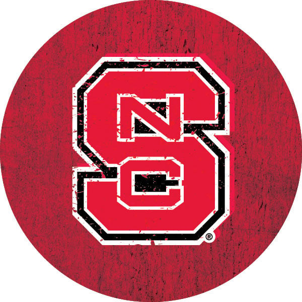 NC State Wolfpack Distressed Wood Grain Design 4-Inch Round Shape NCAA High-Definition Magnet - Versatile Metallic Image 1