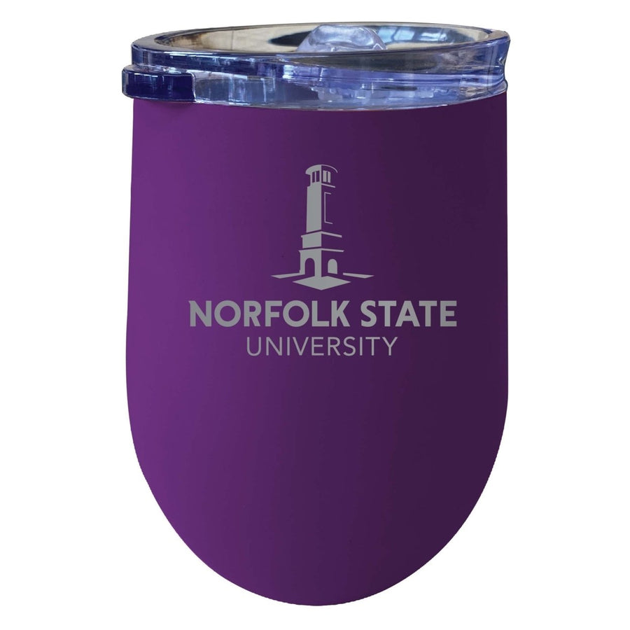 Norfolk State University 12 oz Etched Insulated Wine Stainless Steel Tumbler Purple Image 1