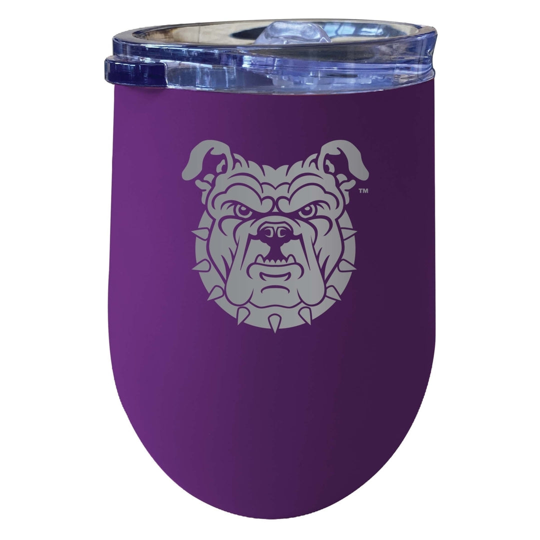 North Carolina AandT State Aggies 12 oz Etched Insulated Wine Stainless Steel Tumbler Purple Image 1