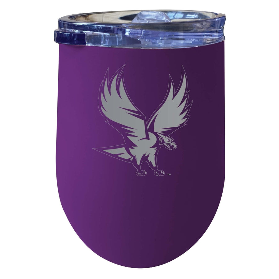 North Carolina Central Eagles 12 oz Etched Insulated Wine Stainless Steel Tumbler Purple Image 1