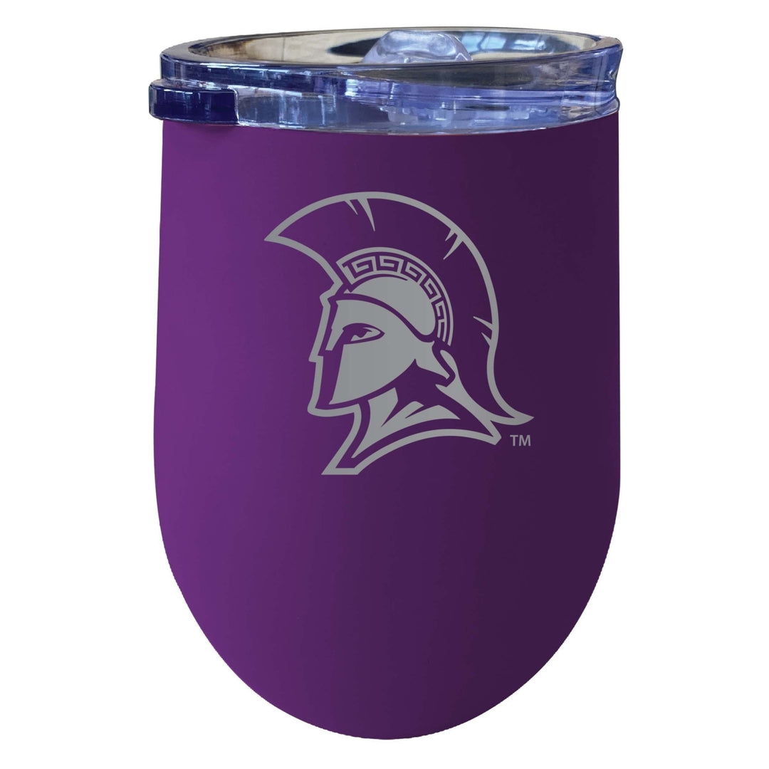 North Carolina Greensboro Spartans 12 oz Etched Insulated Wine Stainless Steel Tumbler Purple Image 1