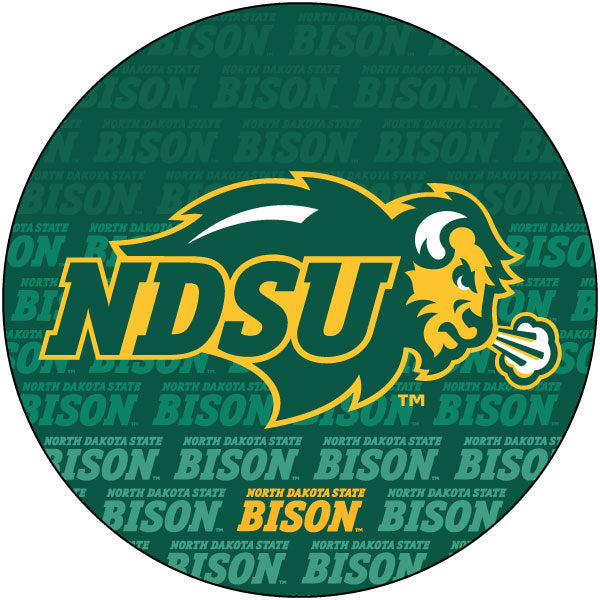 North Dakota State Bison Round Word Design 4-Inch Round Shape NCAA High-Definition Magnet - Versatile Metallic Surface Image 1