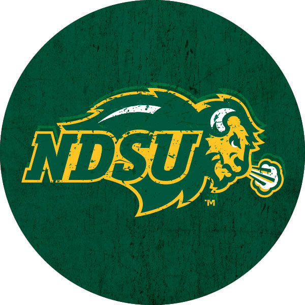 North Dakota State Bison Distressed Wood Grain Design 4-Inch Round Shape NCAA High-Definition Magnet - Versatile Image 1