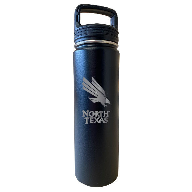 North Texas 32 oz Engraved Insulated Double Wall Stainless Steel Water Bottle Tumbler (Black) Image 1