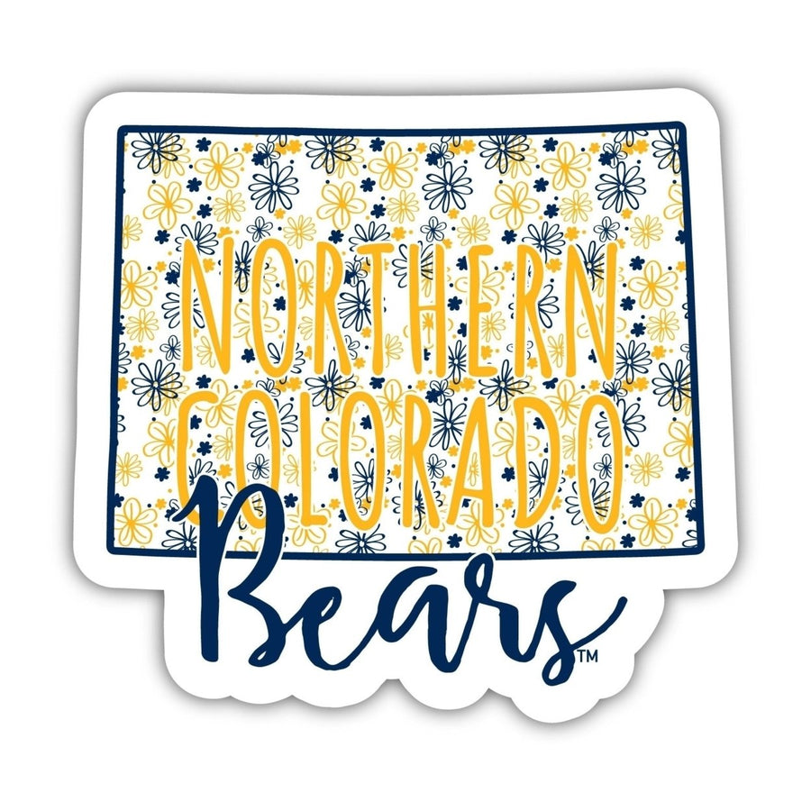 Northern Colorado Bears 2-Inch on one of its sides Floral Design NCAA Floral Love Vinyl Sticker - Blossoming School Image 1