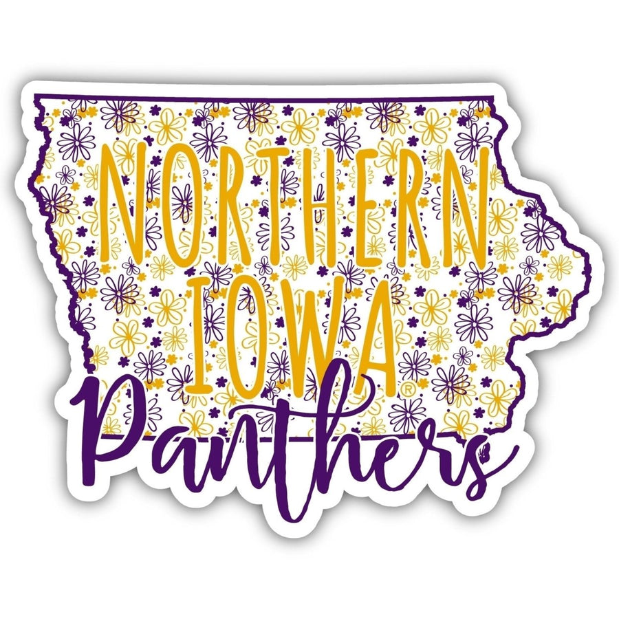 Northern Iowa Panthers 2-Inch on one of its sides Floral Design NCAA Floral Love Vinyl Sticker - Blossoming School Image 1