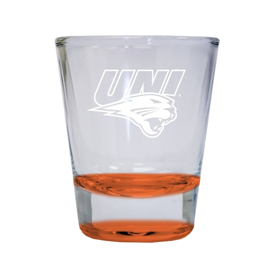 NCAA Northern Iowa Panthers Collectors 2oz Laser-Engraved Spirit Shot Glass Orange Image 1