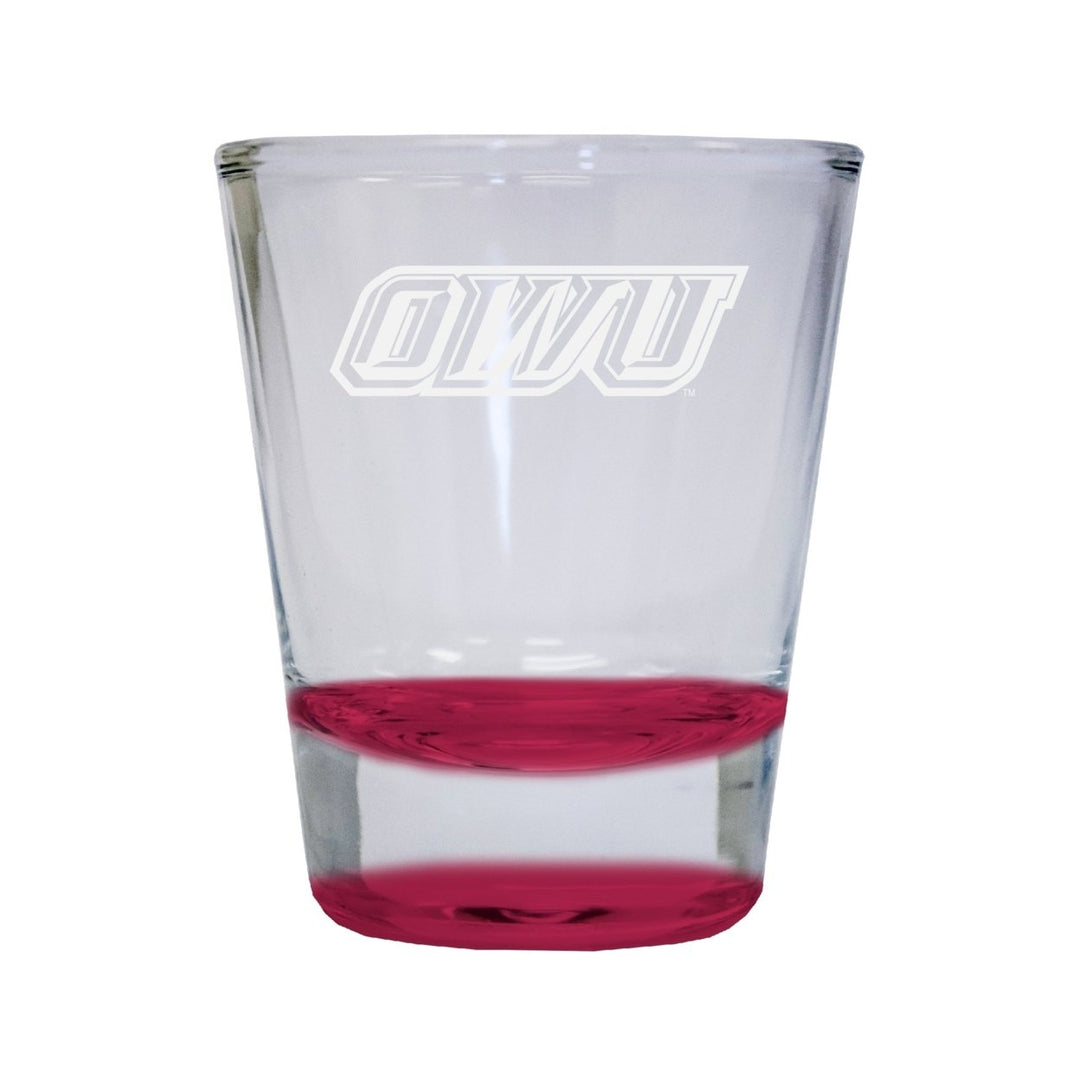 NCAA Ohio Wesleyan University Collectors 2oz Laser-Engraved Spirit Shot Glass Red Image 1