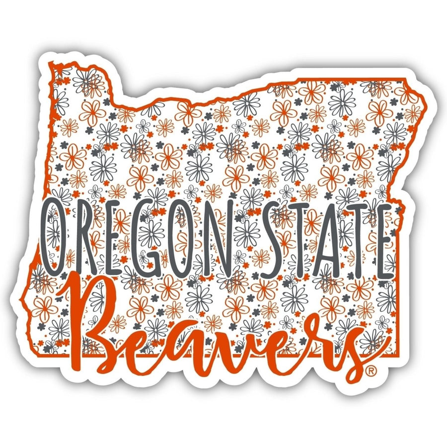 Oregon State Beavers 2-Inch on one of its sides Floral Design NCAA Floral Love Vinyl Sticker - Blossoming School Spirit Image 1