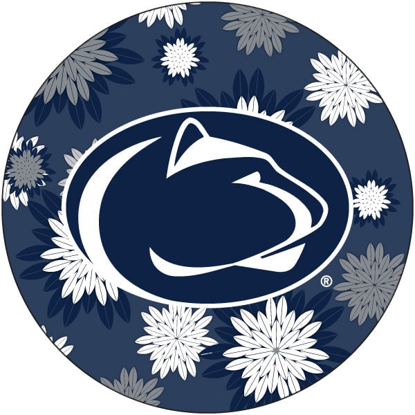 Penn State Nittany Lions Floral Design 4-Inch Round Shape NCAA High-Definition Magnet - Versatile Metallic Surface Image 1