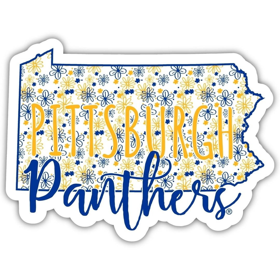 Pittsburgh Panthers 2-Inch on one of its sides Floral Design NCAA Floral Love Vinyl Sticker - Blossoming School Spirit Image 1