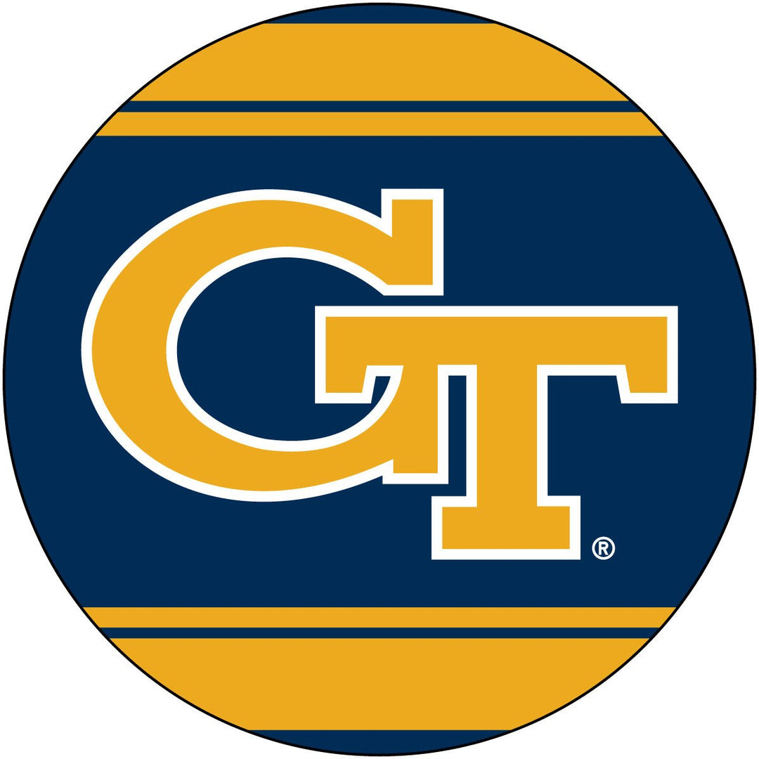 Georgia Tech Yellow Jackets Polka Dot 4-Inch Round Shape NCAA High-Definition Magnet - Versatile Metallic Surface Image 1