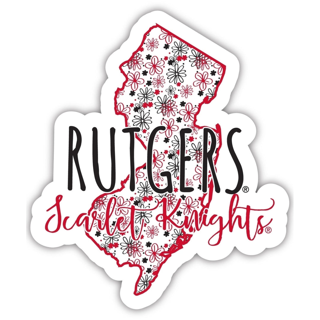 Rutgers Scarlet Knights 2-Inch on one of its sides Floral Design NCAA Floral Love Vinyl Sticker - Blossoming School Image 1